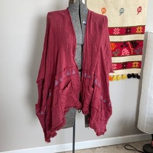 Red boho Free People Shawl